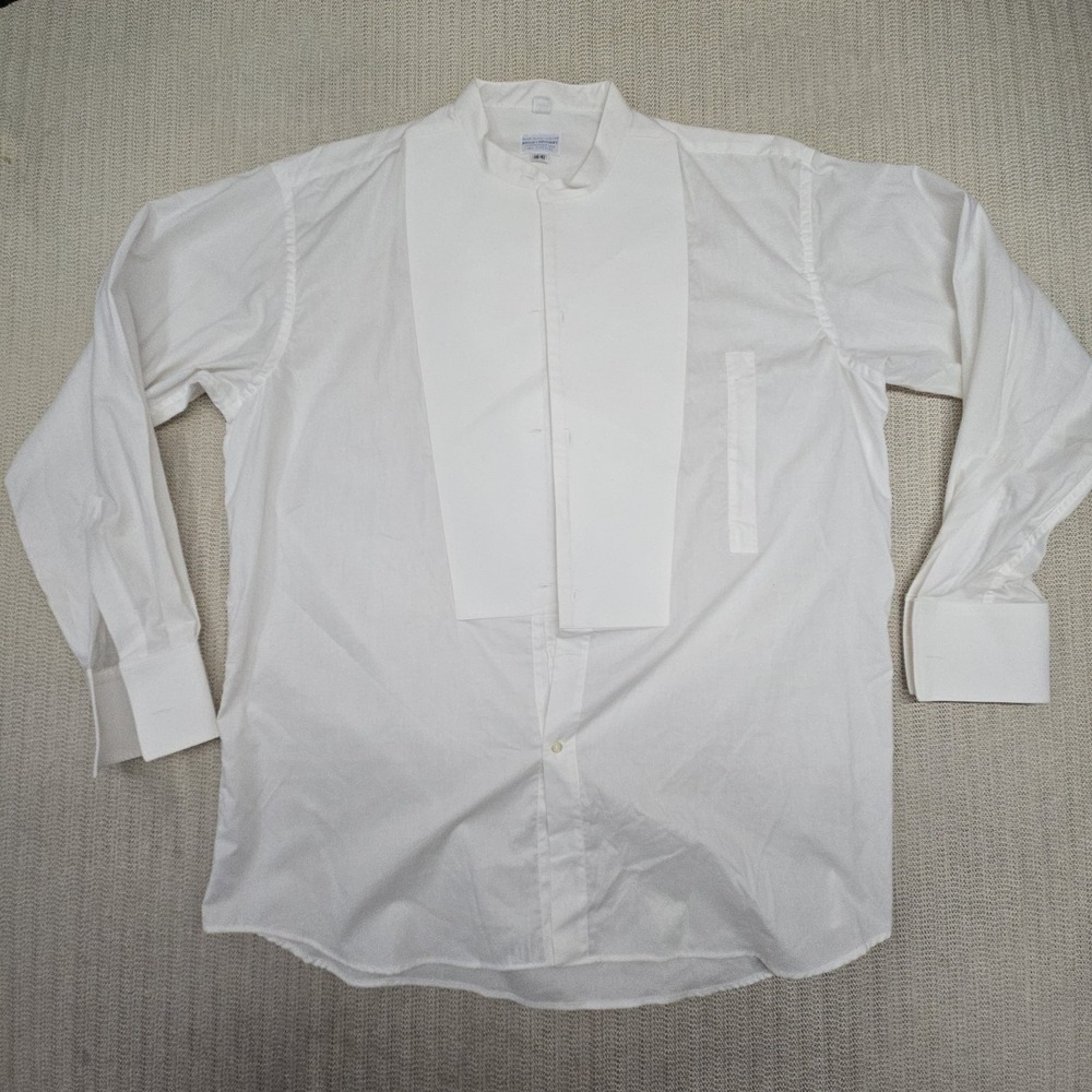 Brooks Brothers Shirt Mens 16 34/35 White Tuxedo French Cuff Cotton Dress